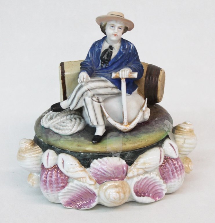 British Staffordshire Porcelain Figural Box (1 of 1)