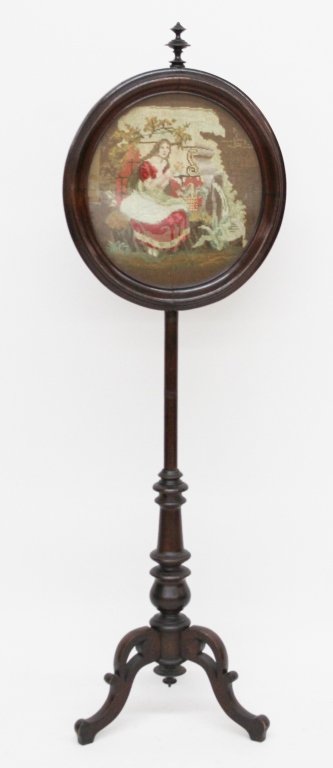 British Regency Mahogany & Needlepoint Fire Screen (1 of 2)