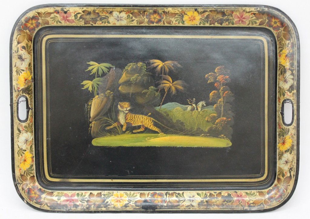 Excellent British or American Tole Painted Tray (1 of 2)