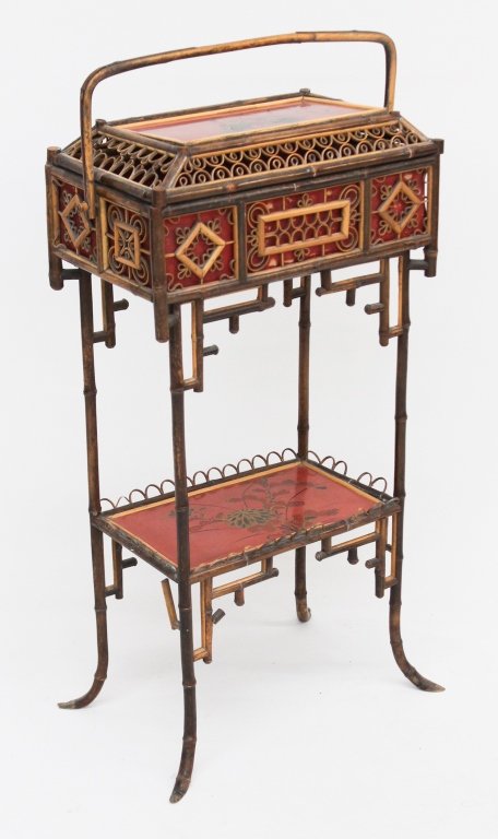 Fine Antique Oriental Bamboo Sewing Stand (1 of 5)