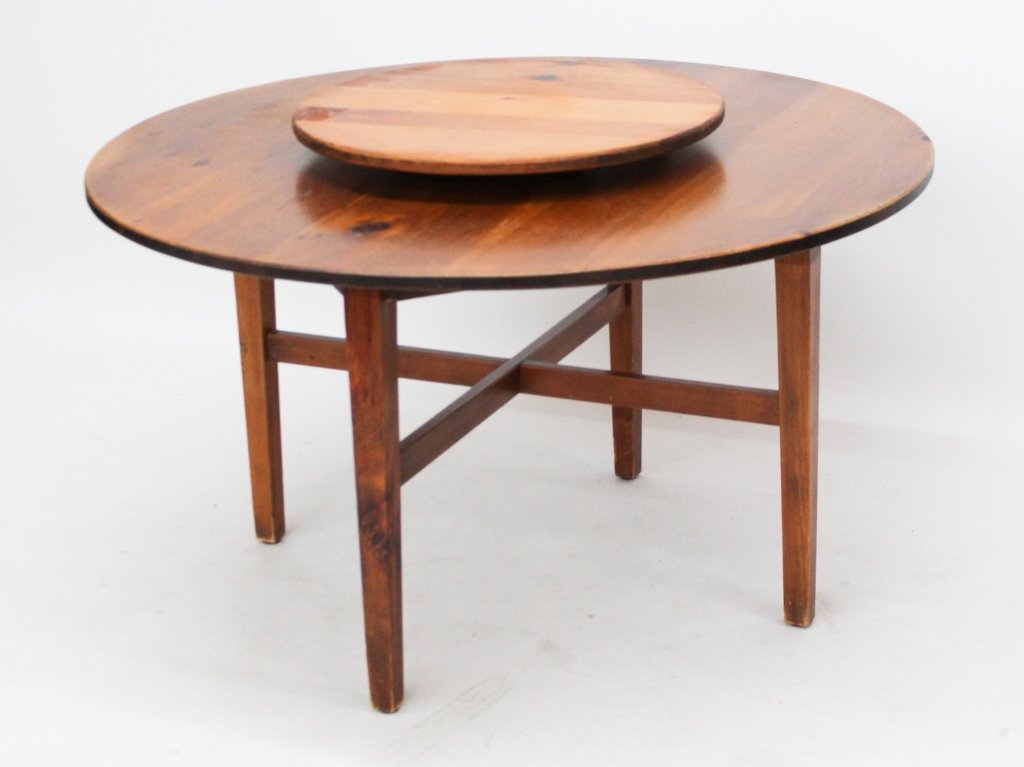 Southern Bench Made Yellow Pine Lazy Susan Table (1 of 1)