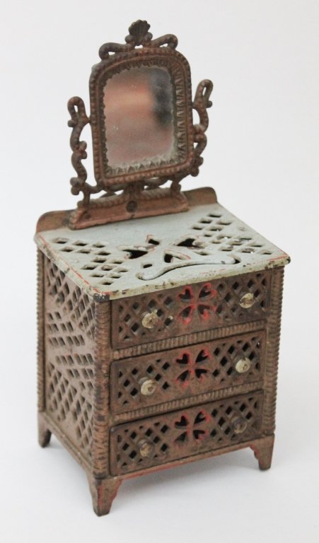 Antique Miniature Cast Iron Painted Dresser (1 of 5)