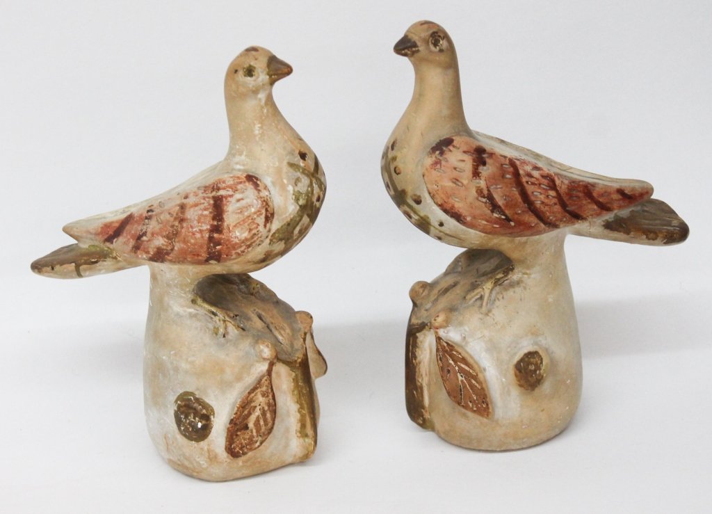 Fine Pair Antique Chalkware Figural Bird Banks (1 of 1)