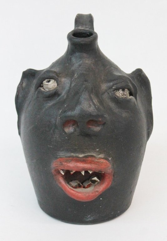Southern Stoneware Face Jug, Brown Pottery (1 of 1)