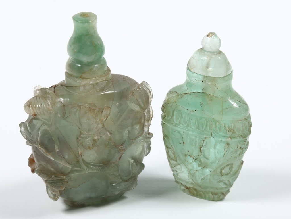 Two Antique Chinese Carved Stone Snuff Bottles (1 of 2)