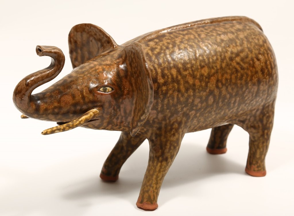 Excellent Southern Figural Stoneware Elephant (1 of 1)