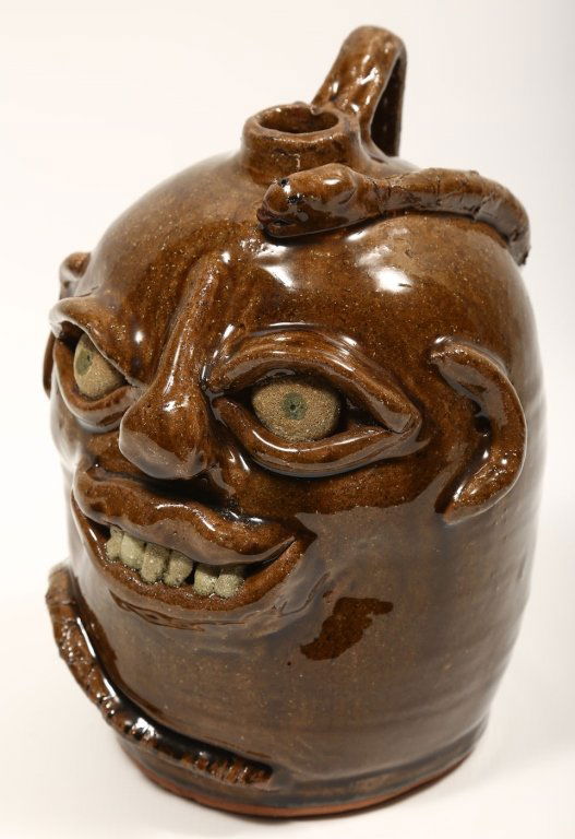 Southern Stoneware Snake Face Jug (1 of 2)