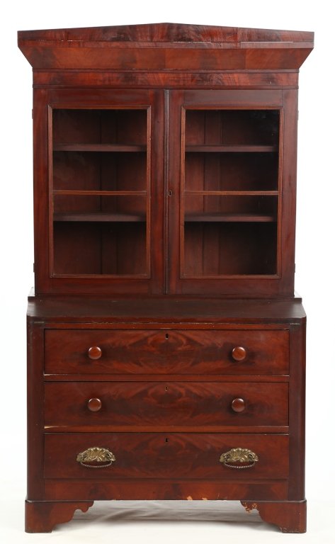 American Classical Mahogany Desk and Bookcase (1 of 1)