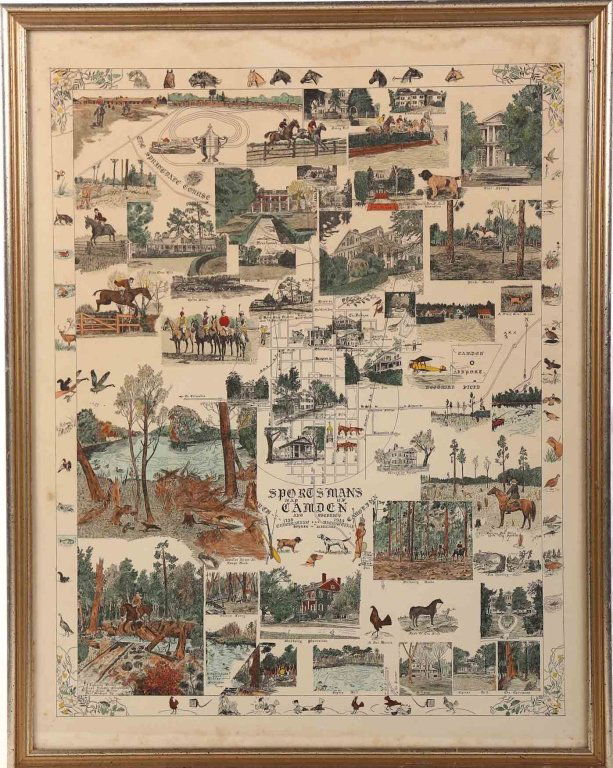 Hand Colored Sportsman's Map of Camden, SC (1 of 2)
