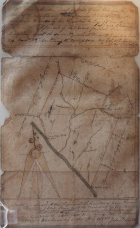 1831 South Carolina Hand-Drawn Land Survey: dated and completed at the request of Mr. Jackson Evans, the plat records a 50 acre track in the Newberry district of South Carolina along the banks of the Tiger River and the Cain Creek. The old 96 r