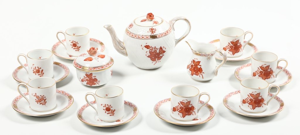 Fine Hungarian Hand-Painted Porcelain Tea Set (1 of 3)