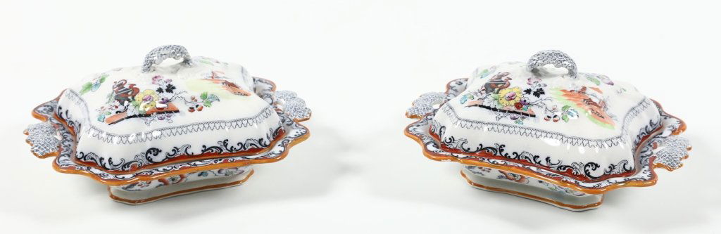 Pair British Ironstone Lidded Serving Bowls (1 of 4)