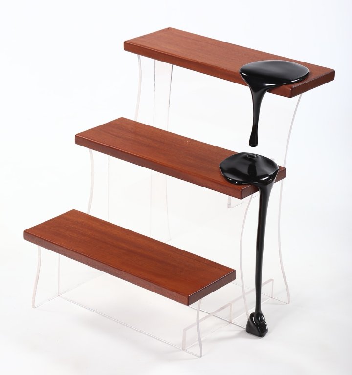 Custom Acrylic & Wood Sculptural Library Steps (1 of 3)