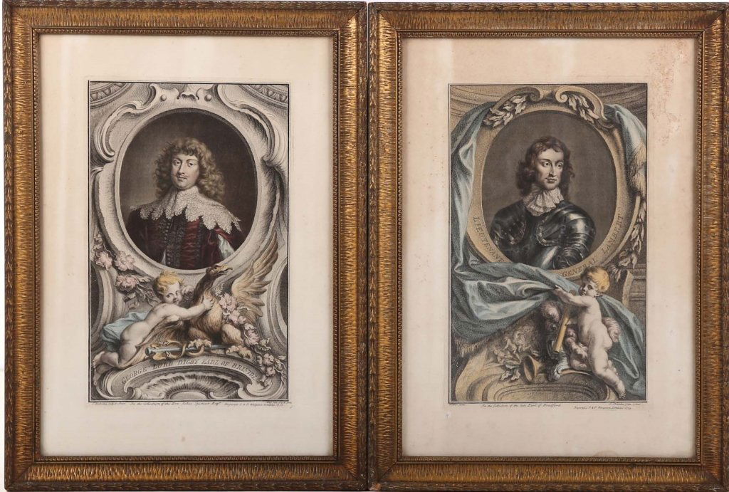 Pair Hand-Colored Engravings, after Houbraken (1 of 1)