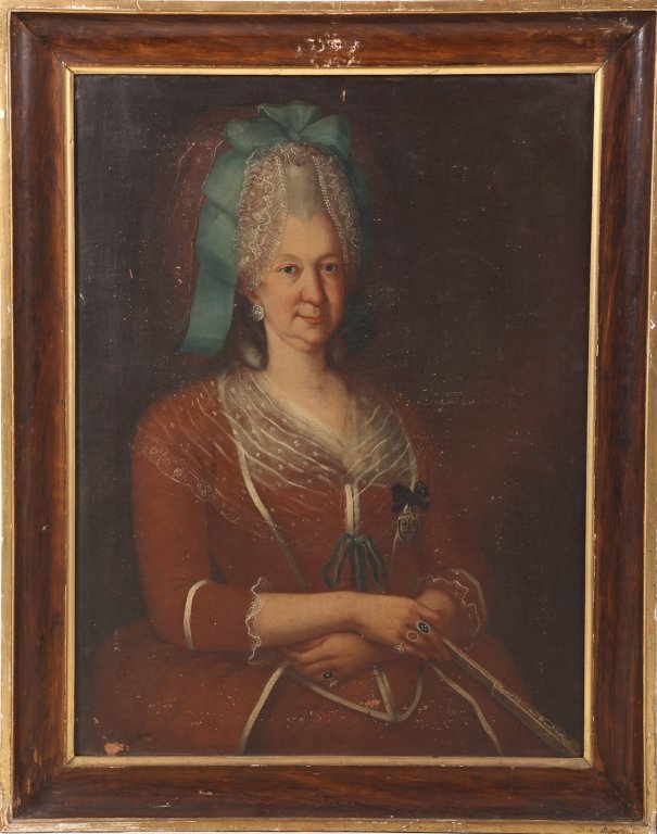 Continental School: early 19th century. likely French. oil on canvas, portrait of a lady of stature. unsigned. H34” W25 ¾”