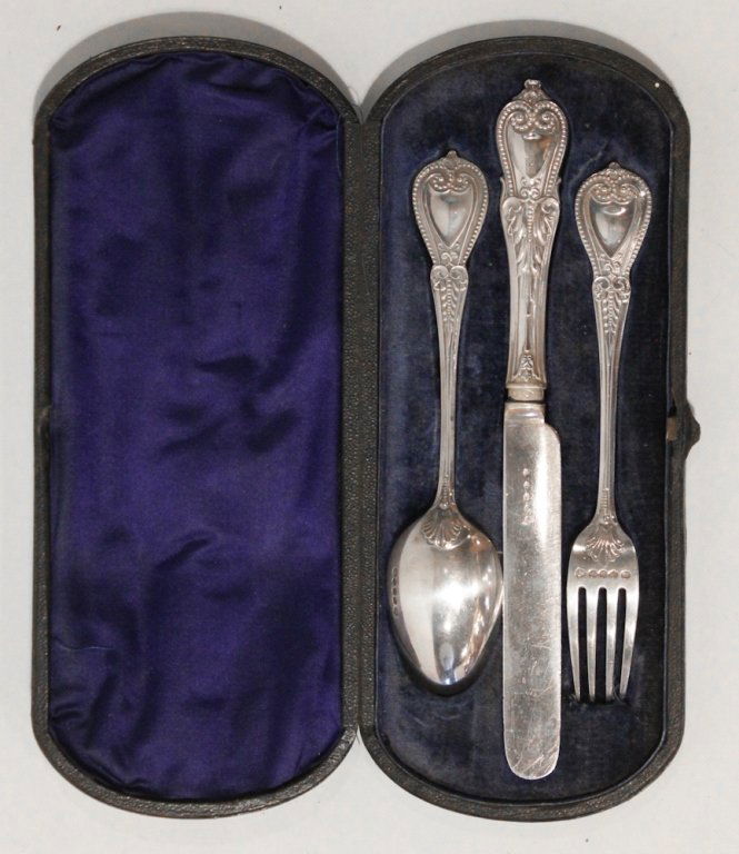 Regency Silver Plate Cased Knife, Fork & Spoon (1 of 1)