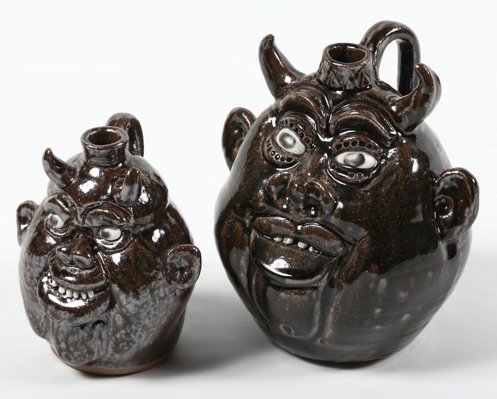 Two Southern Stoneware Devil Face Jugs (1 of 3)