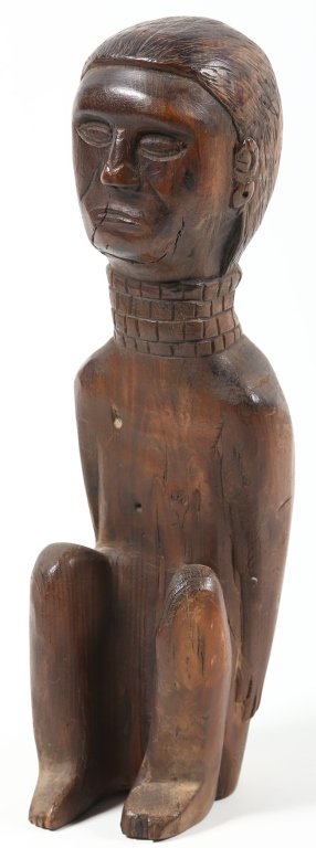 Southern Folk Art Carving of Seated Native America (1 of 2)