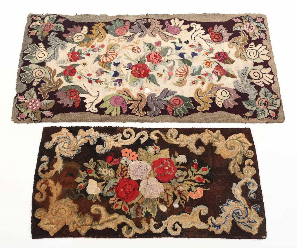 Two Antique American Pictorial Hooked Rugs (1 of 3)