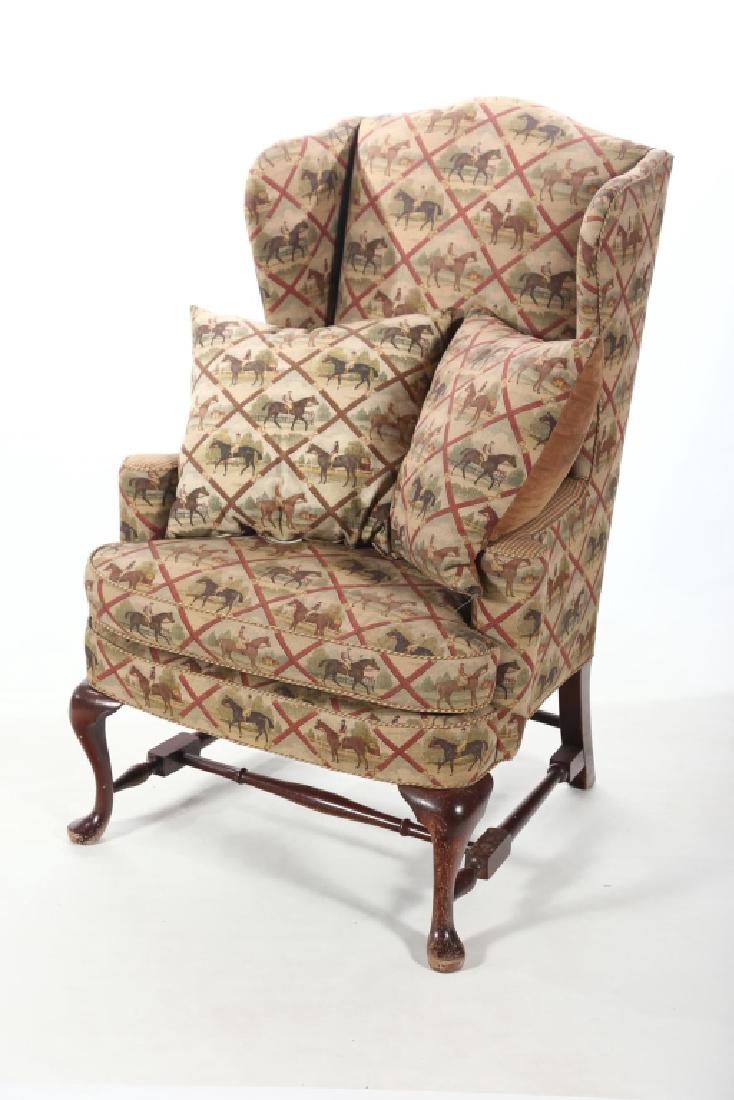 Fine Queen Anne Style Upholstered Wing Chair (1 of 2)