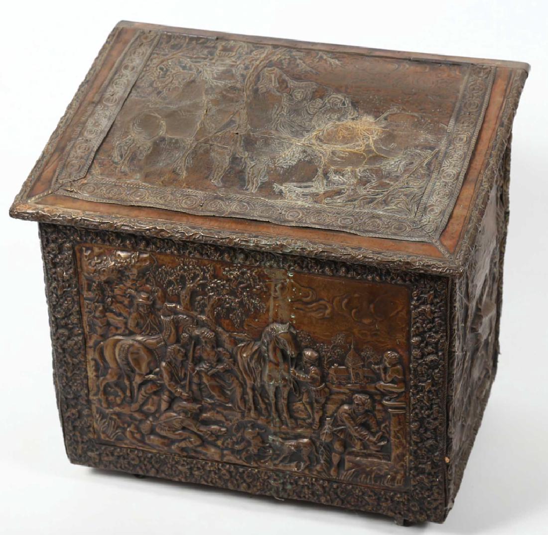 Antique British Brass & Wood Fire Box (1 of 6)