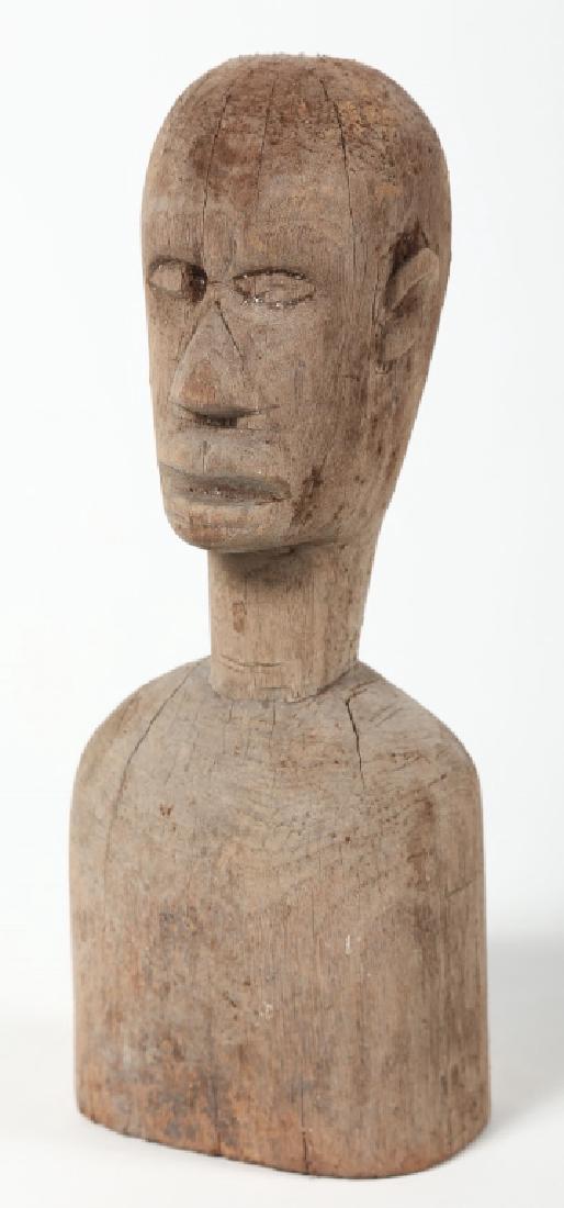 Antique American Folk Art Carved Wood Bust (1 of 4)