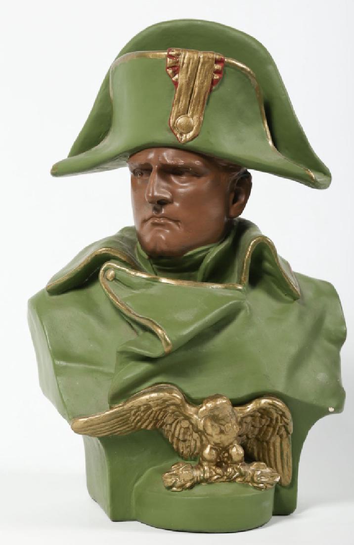 Antique Cold Painted Pottery Bust of Napoleon (1 of 2)