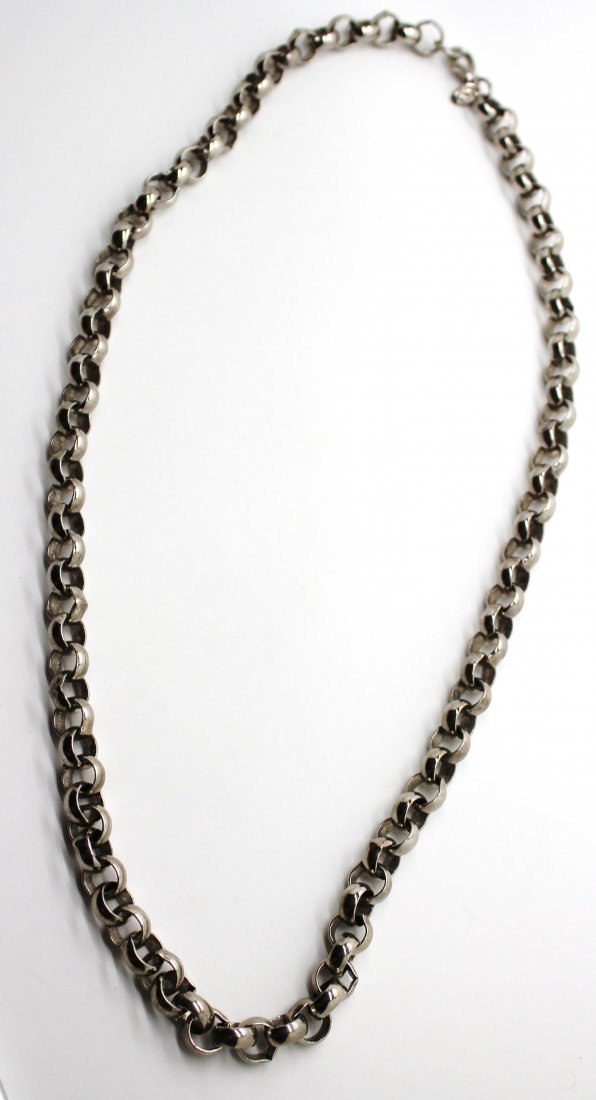 Vintage Erwin Pearl Silver Link Chain Necklace: Signed Erwin Pearl. 30" in length