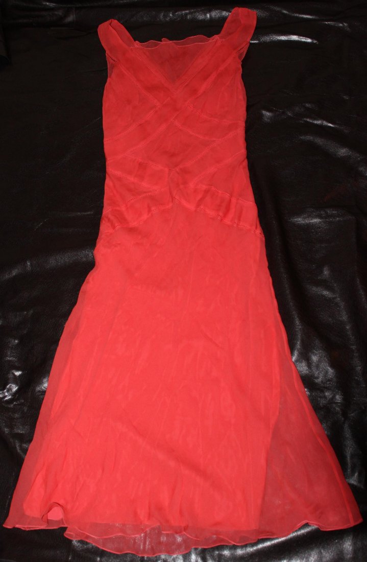 Alberta Ferretti Orange Dress...New...Size 4: Alberta Ferretti Orange DressrnrnCriss Cross Pattern DesignrnrnKnee LengthrnrnNew...Size 4