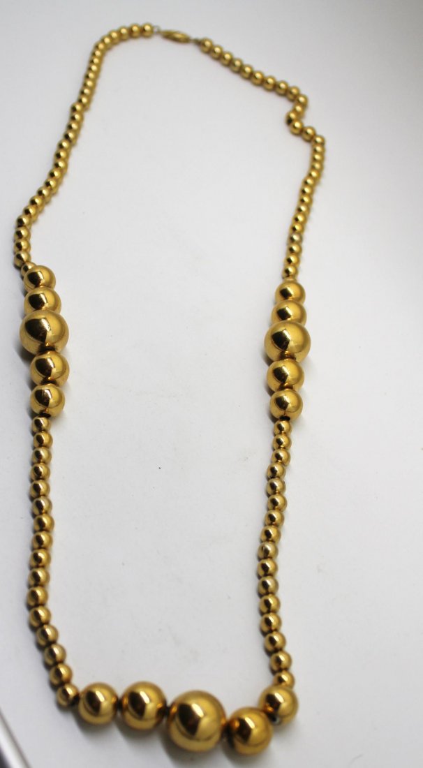 Vintage Napier Gold Beaded Necklace: 30"
