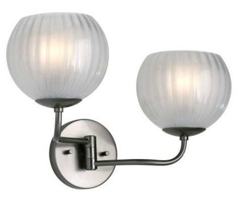 Two Light Wall Bracket - Satin Nickel Finish $470: Retail Price $470.00. 2-530-2-24 by Cyan lighting. Style:Satin Nickel Finish. Dimensions- Depth/Extension: 8.50". Height: 15.00". Width/Diameter: 11.00". Lamping- # of Bulbs: 2. Standard Wattage: 60W.