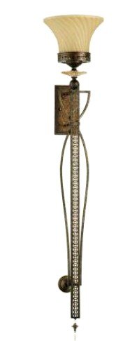 Sheffield - One Light Wall Bracket - Autumn Dusk $420: Retail Price $420. 04646 by Cyan lighting. Style: Autumn Dusk Finish with Antique Amber Scavo Glass Dimensions Depth/Extension: 12.50" Height: 61.25" Width/Diameter: 11.75" Lamping- # of Bulbs: 1 Stan