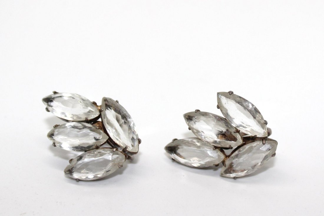 Sterling Silver & Rhinestone Vintage Screwback Earrings: Marked Sterling Silver
