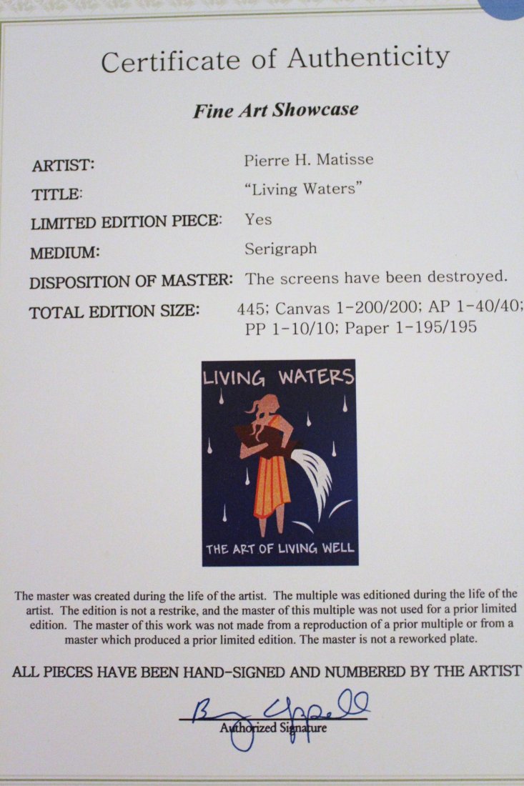 Pierre H. Matisse - Living Waters - Serigraph - 3