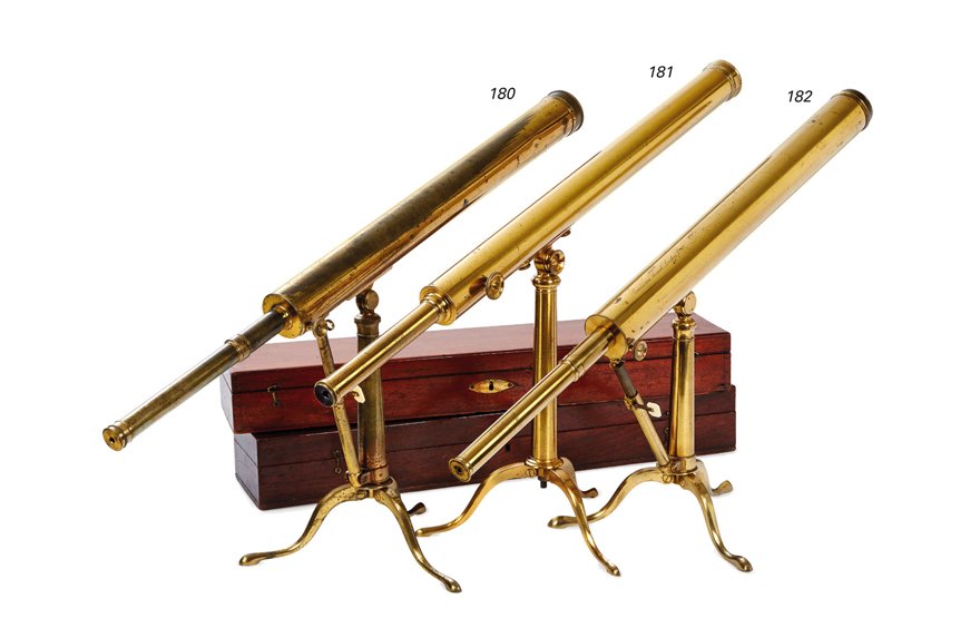 A LATE 18TH-CENTURY TELESCOPE MAGAZINE BY JESSE RAMSDEN: A LATE 18TH-CENTURY TELESCOPE MAGAZINE BY JESSE RAMSDEN the 26in. main tube signed on top Ramsden London, single-draw with rack and pinion fine focusing, attached to tripod table stand with stabiliser