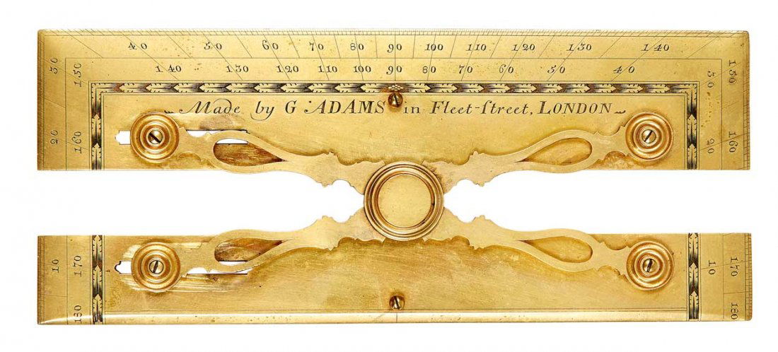SCISSOR-TYPE BRASS PARALLEL RULE BY GEORGE ADAMS SR, (1 of 1)