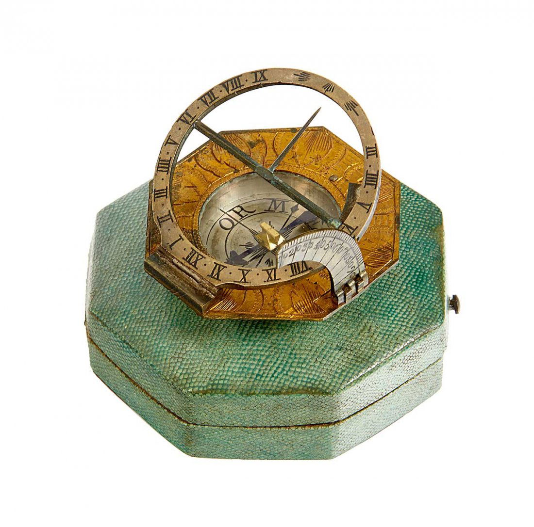 AN 18TH-CENTURY VOGLER-TYPE COMPASS SUNDIAL (1 of 1)