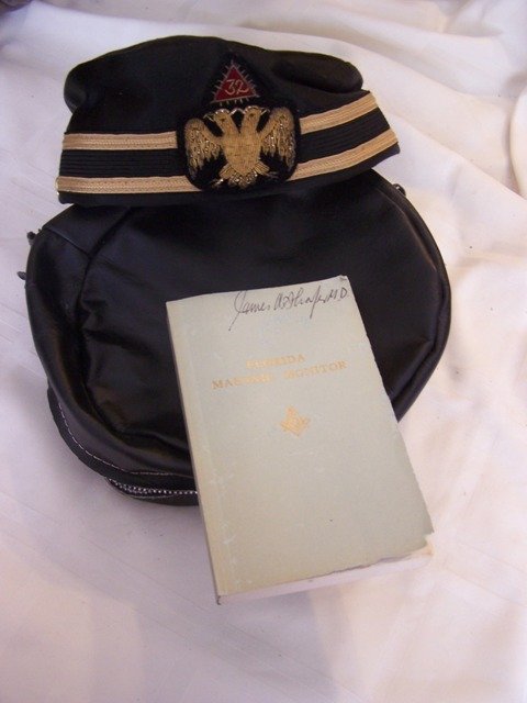 32 Degree Masonic Hat Plus: 32 degree Masonic hat in original bag and Florida Masonic book