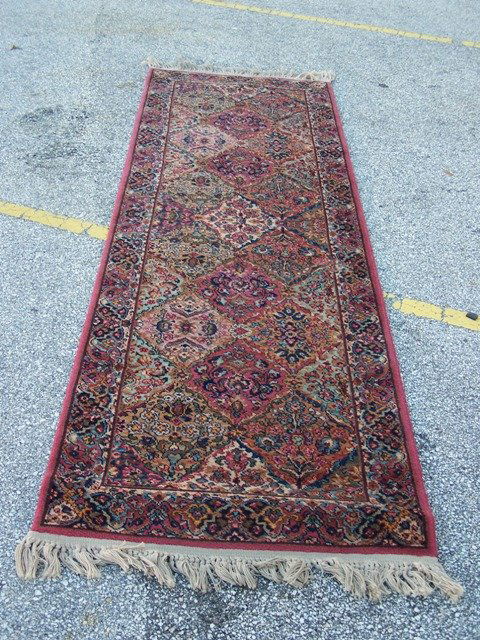 Vintage Karastan Panel Kirman Rug: Karastan Pure Wool powered loom rug 2.10 X 9 ft multi-color