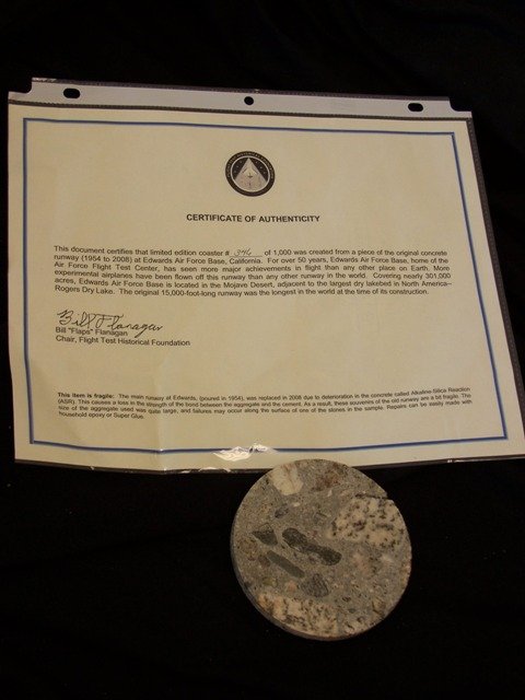 Edwards Air Force Base Concrete Runway: piece of the actual runway that hosted lots of history over the years comes with COA