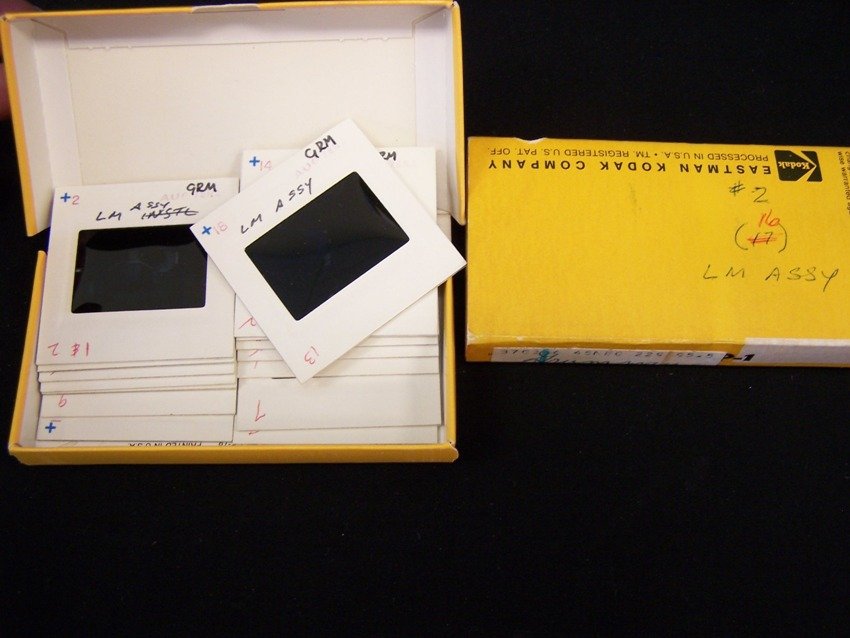 Vintage Grumman LM Slides: slides marked on box LM ASSY lot of 15 From the estate of a Joel H. Taft a 40 plus year veteran of Grumman Aerospace Corporation