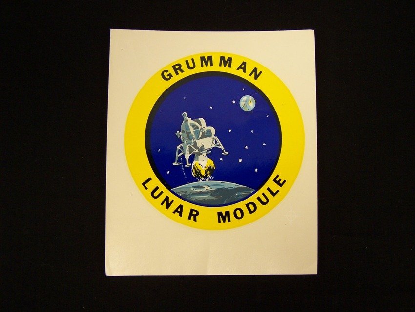 Uncommon Grumman Lunar Module Square Decal: Circa 1960's unused decal sticker From the estate of a Joel H. Taft a 40 plus year veteran of Grumman Aerospace Corporation