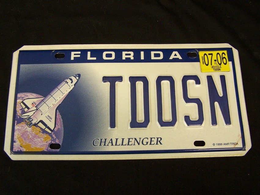 NASA Challenger Florida License Tag: Neat car license tag From the estate of a Joel H. Taft a 40 plus year veteran of Grumman Aerospace Corporation