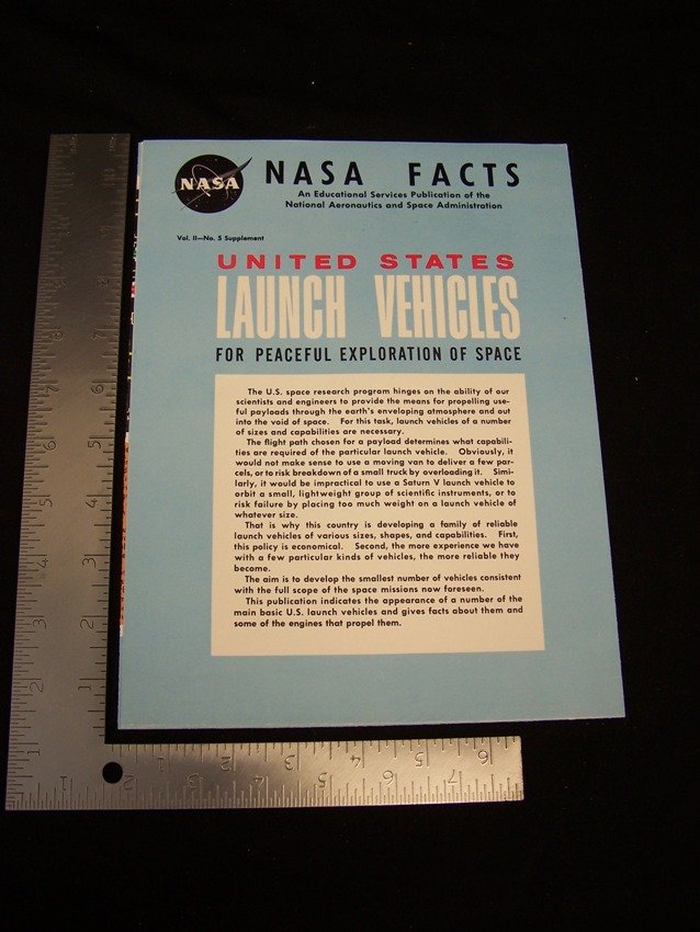 1965 NASA Launch Vehicles foldout brochure: Neat foldout from the estate of Joel H Taft