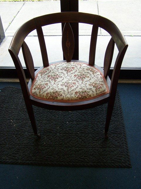 Unique Inlayed Antique Half Round Arm Chair