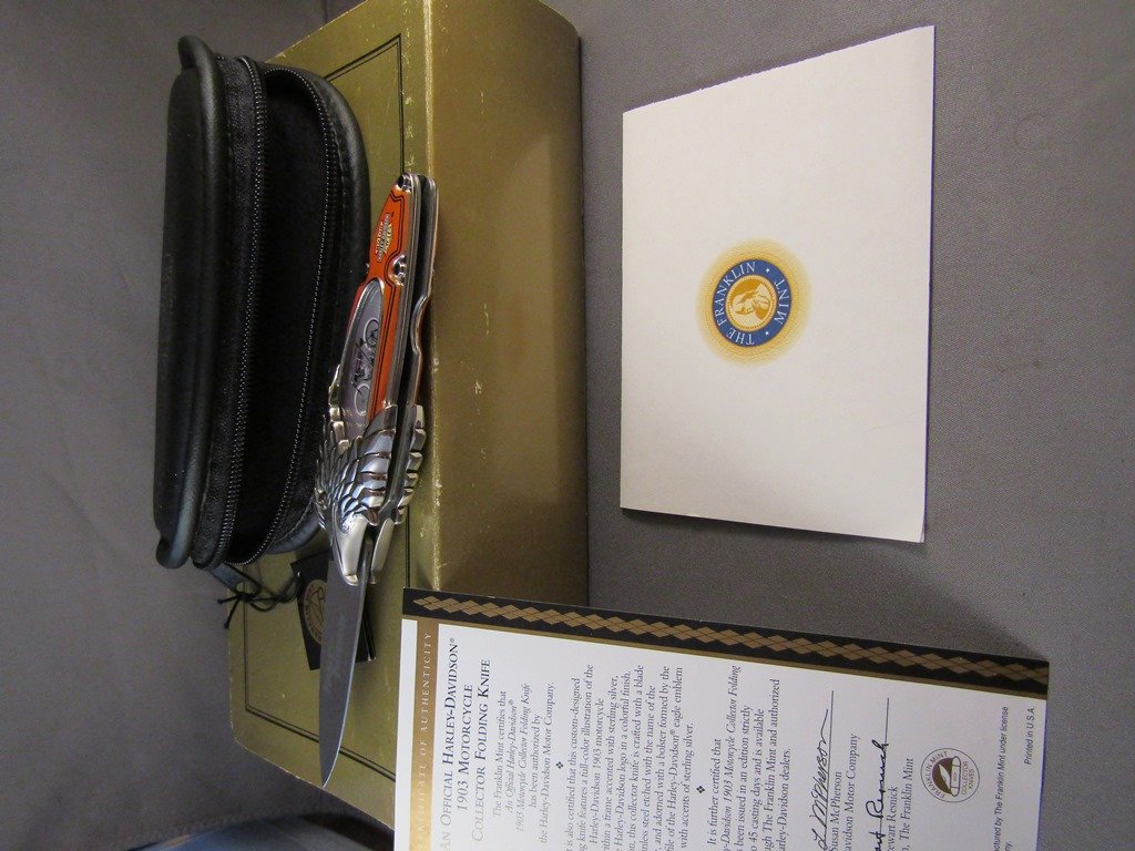 1903 Harley Davidson Motorcycle pocket Knife: Franklin mint knife n box with paperwork please see photos