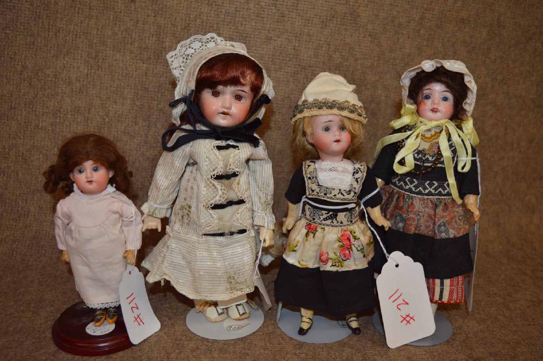 GRP OF (4) BISQUE SOCKET HEAD DOLLS (1 of 10)