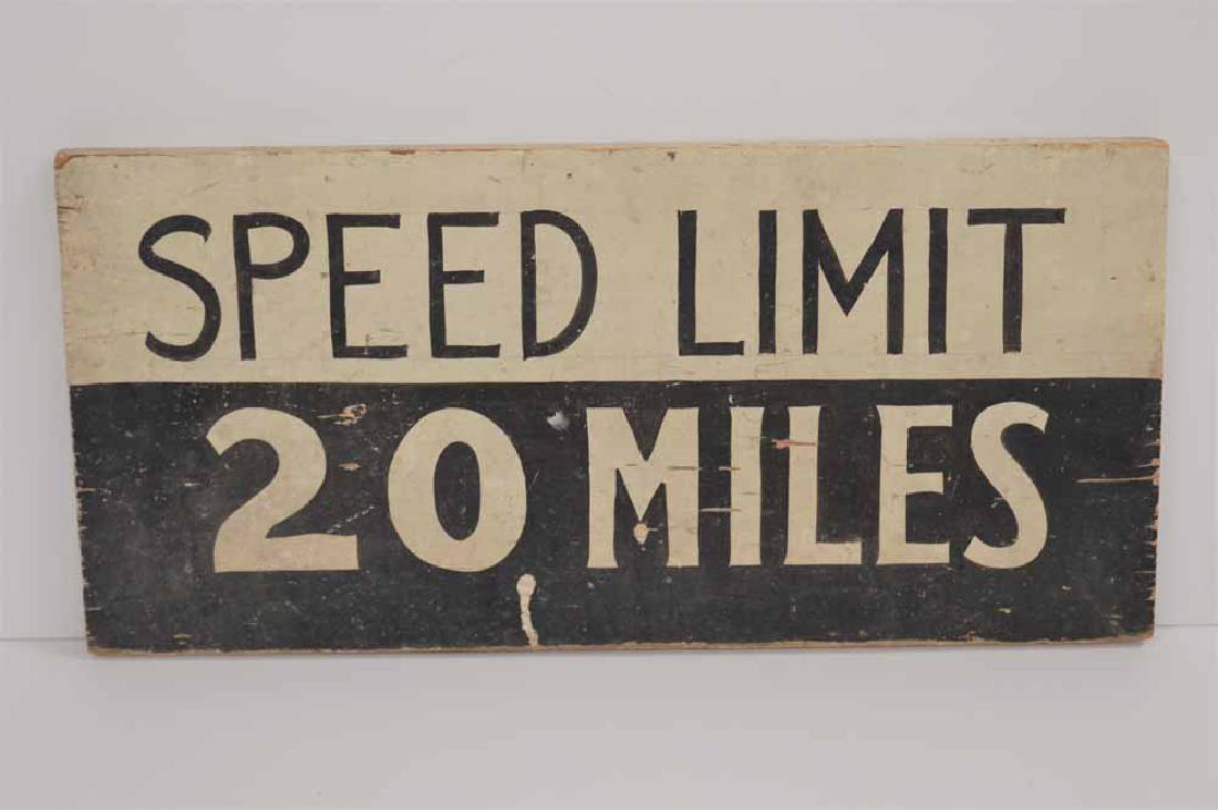 SPEED LIMIT 20 MILES WOODEN ONE SIDED SIGN (1 of 2)