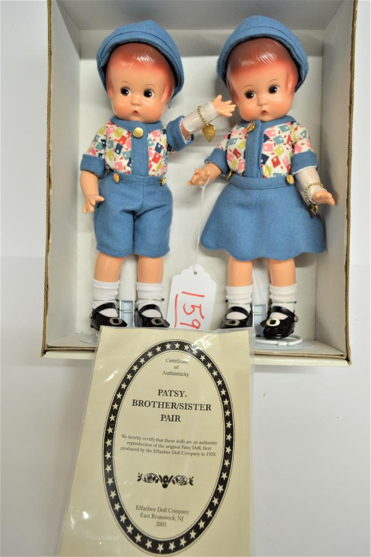 EFFANBEE "PATSY BROTHER/SISTER PAIR IN ORIGINAL BOX: 5304-162 EFFANBEE "PATSY BROTHER/SISTER PAIR IN ORIGINAL BOX - BOTH 12" TALL - BOTH HAVE HAND TAGS & CERTIFICATE