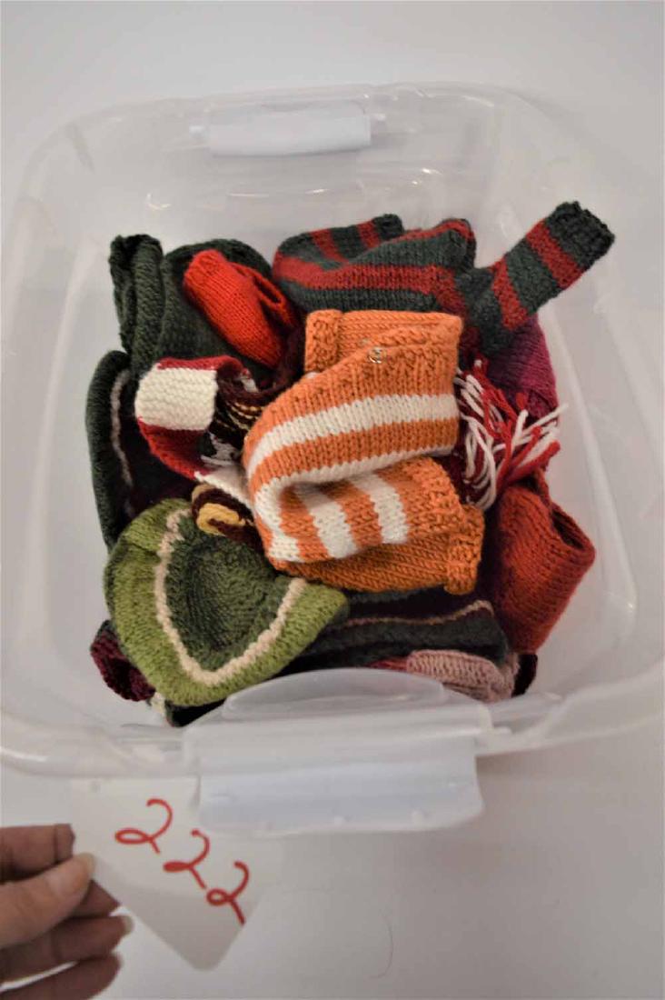 SASHA TYPE CLOTHES: GROUPING OF CROCHETED SWEATERS, HATS & SCARFS MADE FOR SASHA TYPE DOLLS